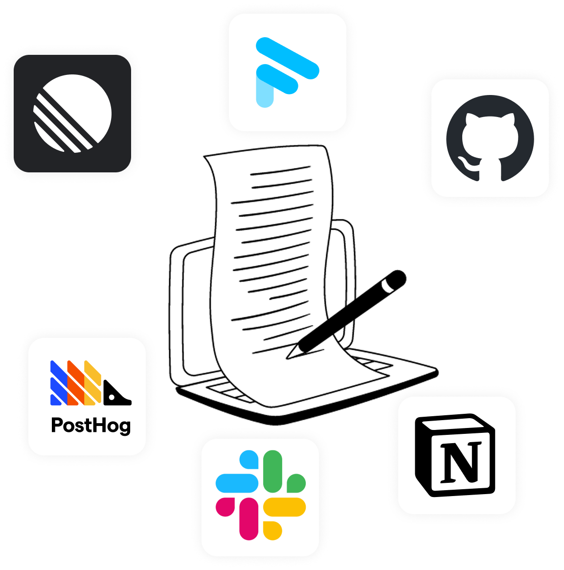 Brief automatically pulling decisions, specs, and progress from Slack, Notion, Linear, GitHub, and Fathom into one searchable layer