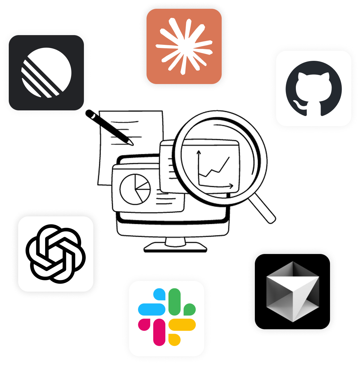Brief automatically pulling decisions, specs, customer feedback, and technical discussions from Notion, Slack, Linear, GitHub, and Fathom into one intelligence layer