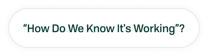 Word cloud pill asking 'How do we know it's working?'