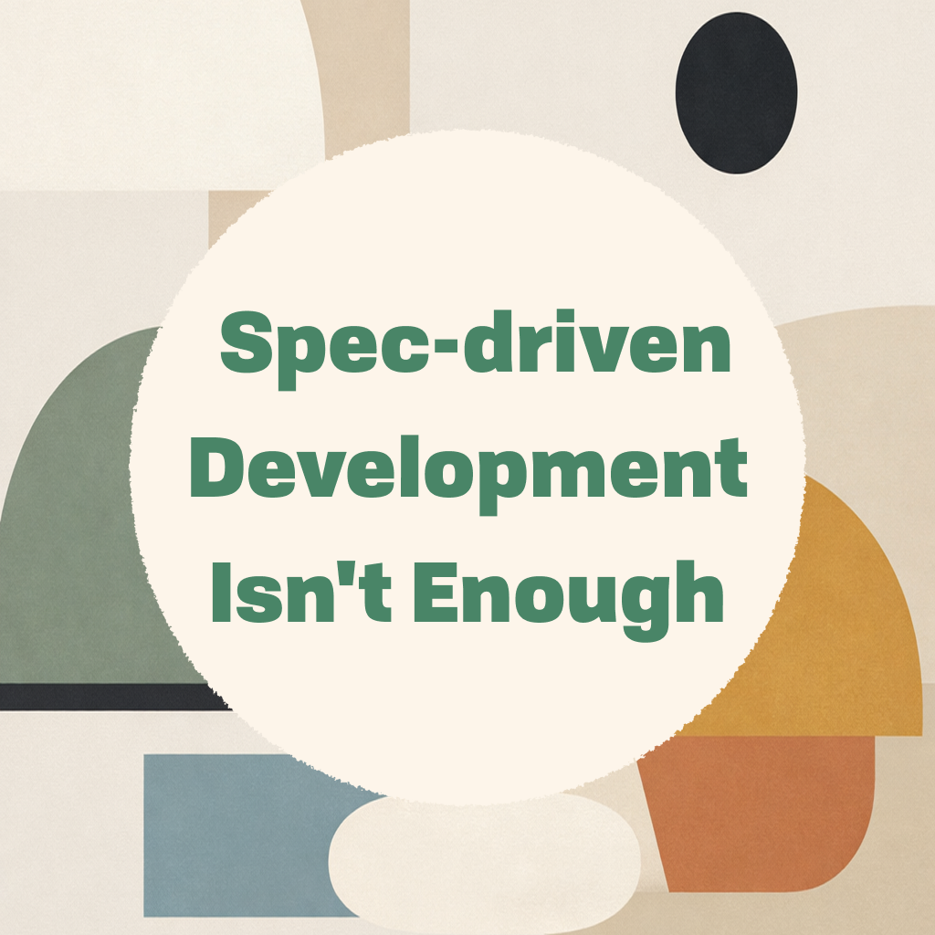 Abstract illustration of a written spec drifting out of sync with a team's live decisions
